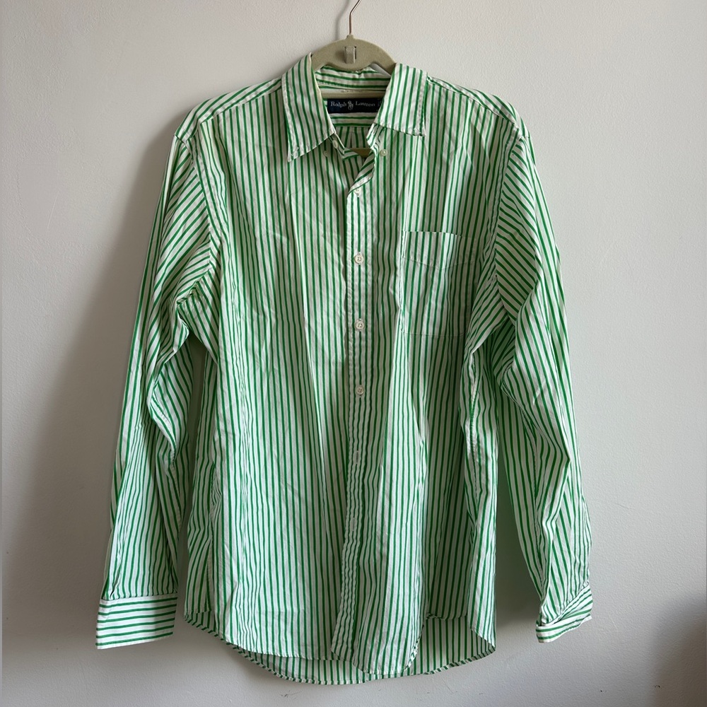 PERFECT green stripe Ralph Lauren button down